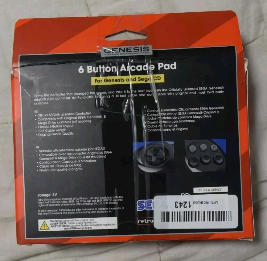 Official Sega CD /Genesis & Mega Drive 6 Button Controller Arcade Pad NOB - Image 4 of 4