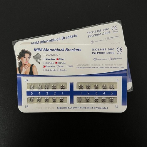 100 Set Ortodonzia Dentale MIM Staffe Monoblocco Mini Edgewise 022 senza ganci - Foto 6 di 7