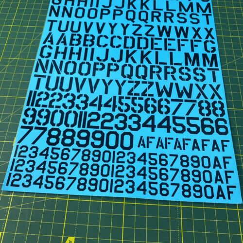 USAF Moderne Schablone Buchstaben & Zahlen schwarz Maßstab 1/32 Aufkleber Druck Maßstab 32-003 - Bild 3 von 4