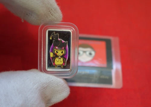 Pokémon Rare Pikachu Banette Costume 1/10th Oz .999 SILVER Mini Proof Bar Color