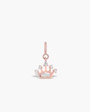 Genuine Diamond Tiara Charm Pendant 14k Solid Gold Women Tiara Necklace Charm.