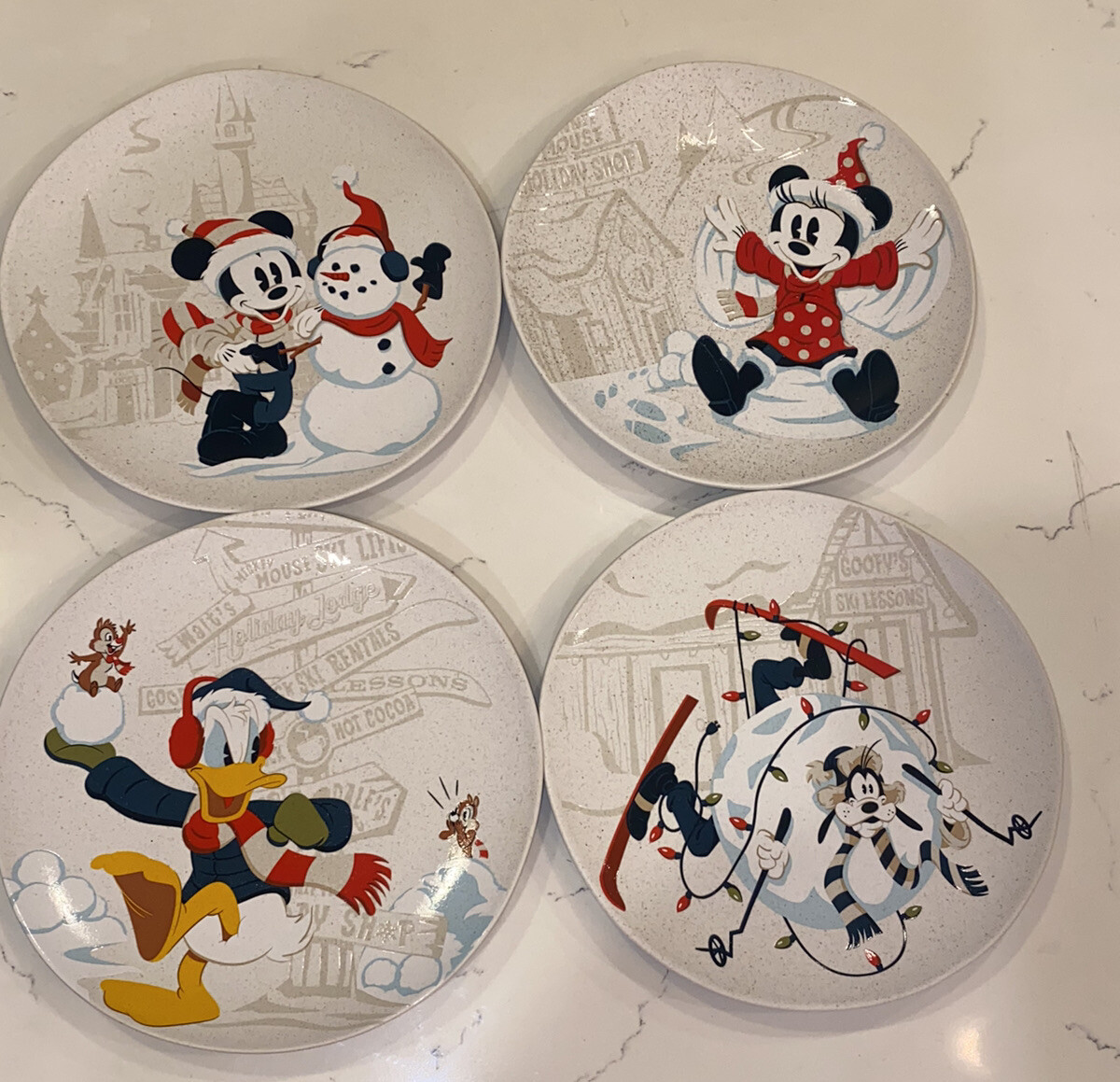 Disney Parks christmas plate set ceramic Mickey & Friends Walt's