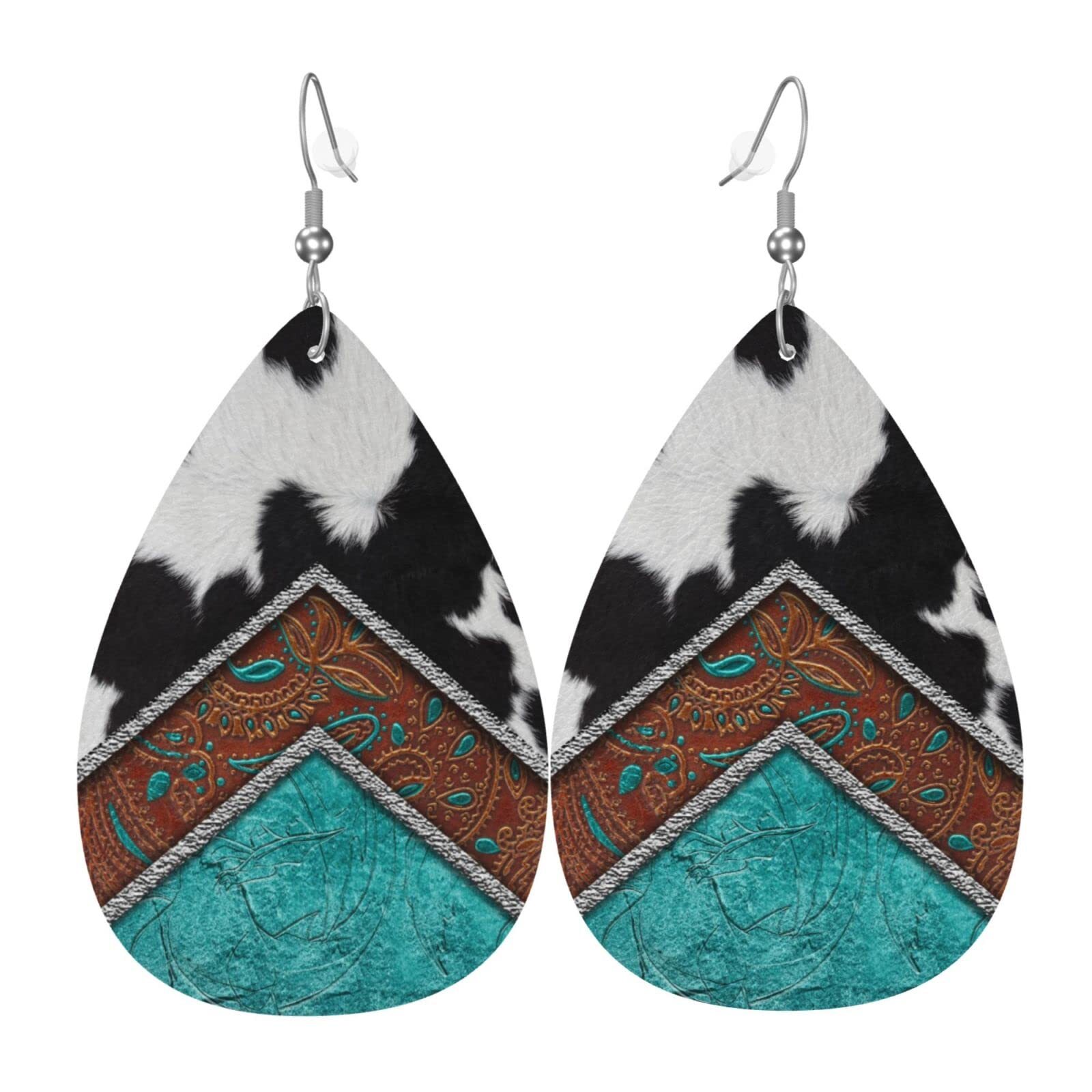 Faux Leather Teardrop Dangle Earrings for Women Stylish Gift