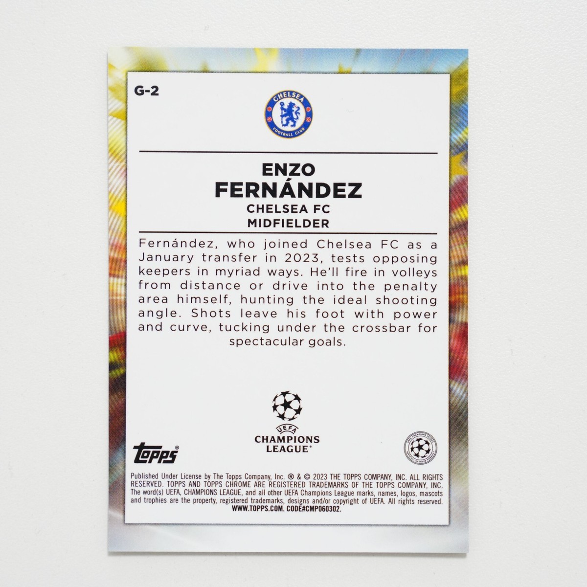 Enzo Fernandez 2022-23 Topps Chrome UEFA Golazo Insert Chelsea Rookie #G-2