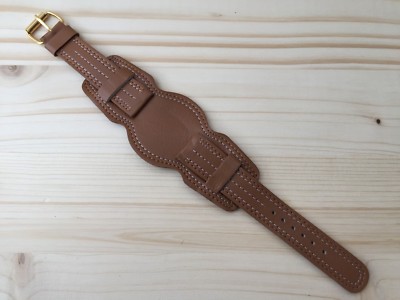 Cinturino Orologio Felpa Militare Bund Cuoio Marrone 18MM 