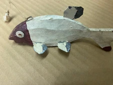 Vintage Hand Carved Spearing Decoy Red and White