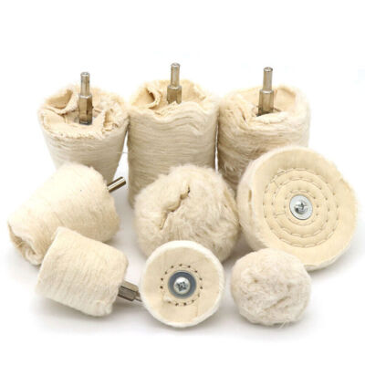40 - 100mm Cotton Polishing Wheel Buffing Mop Pads 1/4'' Shank For Metal Jewelry