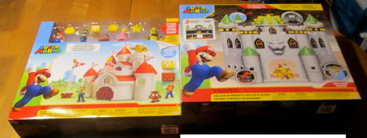 LOT OF 2 SET SUPER MARIO DELUXE MUSHROOM KINGDOM & BOWSER'S CASLTE