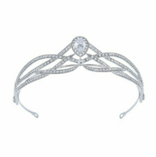 Rhinestone Kids Girl Tiara Hair Band Bridal Princess Prom Crown Headband Silver