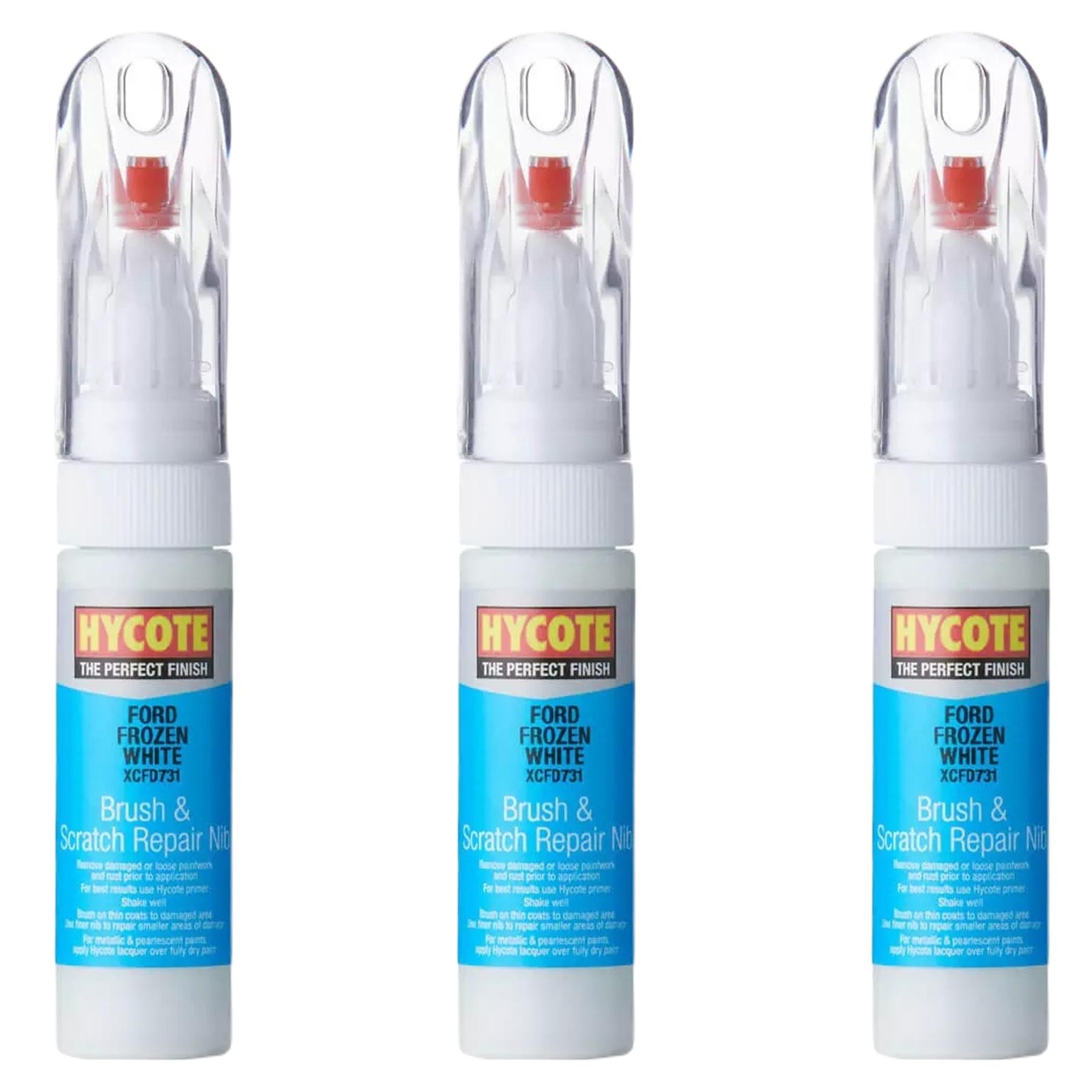 Hycote Colour Touch Up Brush Paint XCFD731 Ford Frozen White 12.5mL Repair x3