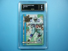 1990 ACTION PACKED NFL FOOTBALL CARD #9 EMMITT SMITH ROOKIE GMA 9 MINT SHARP+ GL