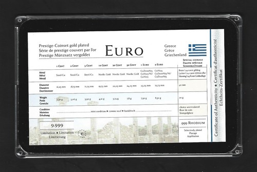 Griechenland Euro Prestige Coinset 2002, Gold & Rhodium, 24 Karat Gold, Neu, OVP - Bild 2 von 2