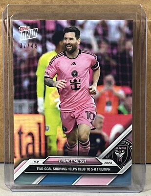 2024 TOPPS NOW MLS #12 LIONEL MESSI INTER MIAMI CF two-goal Blue Parallel 32/49