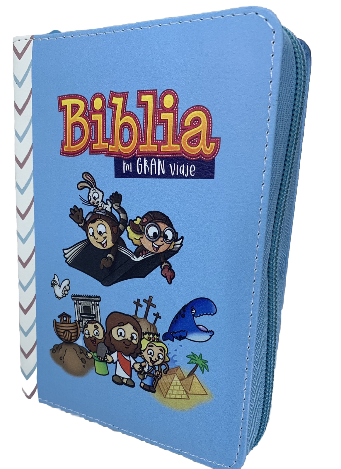 Biblia para niños mi gran viaje Reina-Valera 1960  azul/cielo con cierre 8.5PUNT
