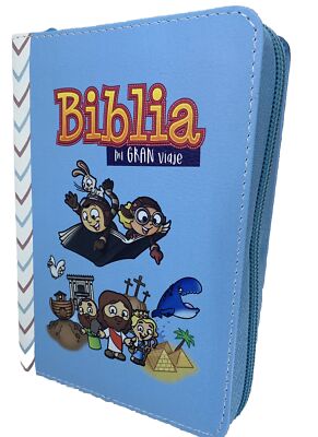 Biblia para niños mi gran viaje Reina-Valera 1960  azul/cielo con cierre 8.5PUNT