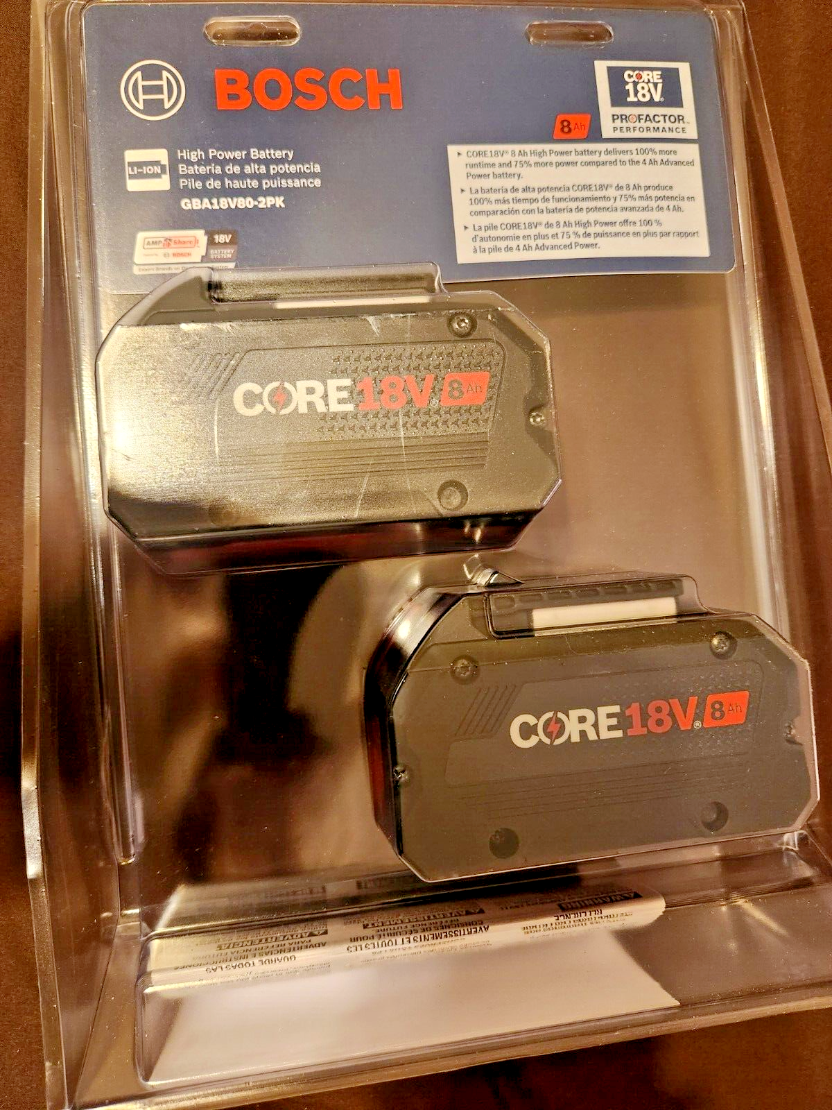 *New Sealed* Bosch PROFACTOR 18V 2-Pack 8Ah Lithium Ion Battery GBA18V80-2PK