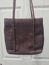 Vintage Nine West Woven Shoulder Purse Tote Bag Brown 9X10 90’s Boho Western