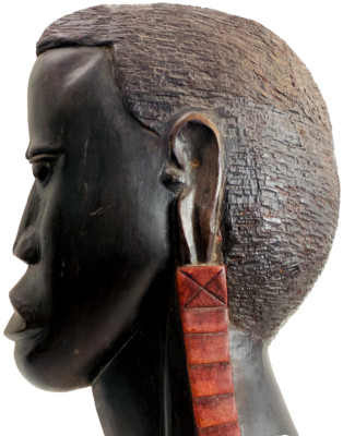 Vtg African Warrior Face Tribal Hand Carved Wooden Kenya Art Wall Hanging