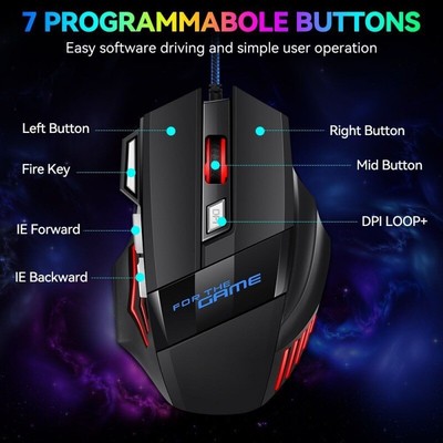 Esports Mouse 7-Button Colorful Breathing Light Eating Chicken QQQQ