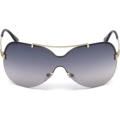 Shield Sunglasses Rimless Gold Accents Fashion Sun Glasses Trendy Oversized New