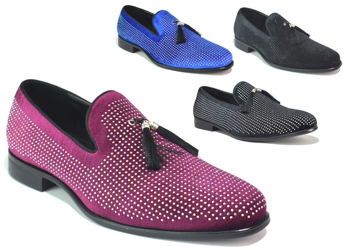Mens Diamante Shoe Formal Slip On Tassel Summer Office Work Outdoor UK Size 6 11