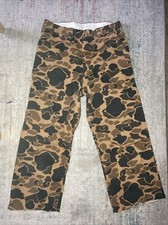 Vintage SafTBak Pants Mens Size 30x24 Rare Brown Duck Frog Camo Raw Hem Outdoors