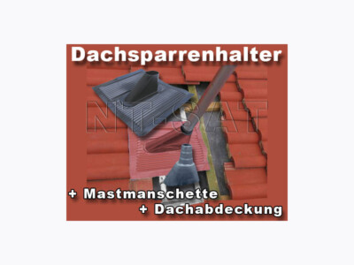 Komplettanlage Dachsparrenhalter inkl. 1m Mast Alu-Kunststoffziegel Sat Halter 