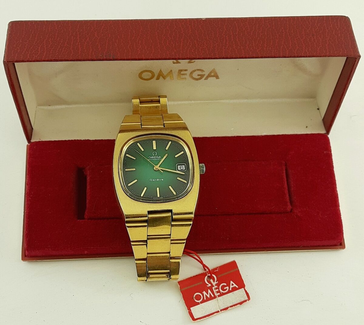 OMEGA GENEVE AUTO SWISS MADE DATE RARE DIAL VINTAGE GOLD OMEGA GENEVE AUTO SWISS MADE DATE RARE DIAL VINTAGE GOLD