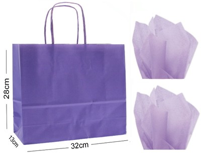 purple paper bolsas with handles
