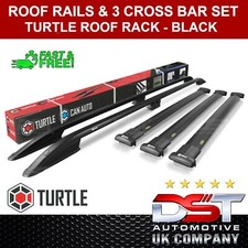 ROOF RACK RAILS & 3 CROSSBAR SET for FORD TRANSIT CUSTOM 12-23 BLACK LWB