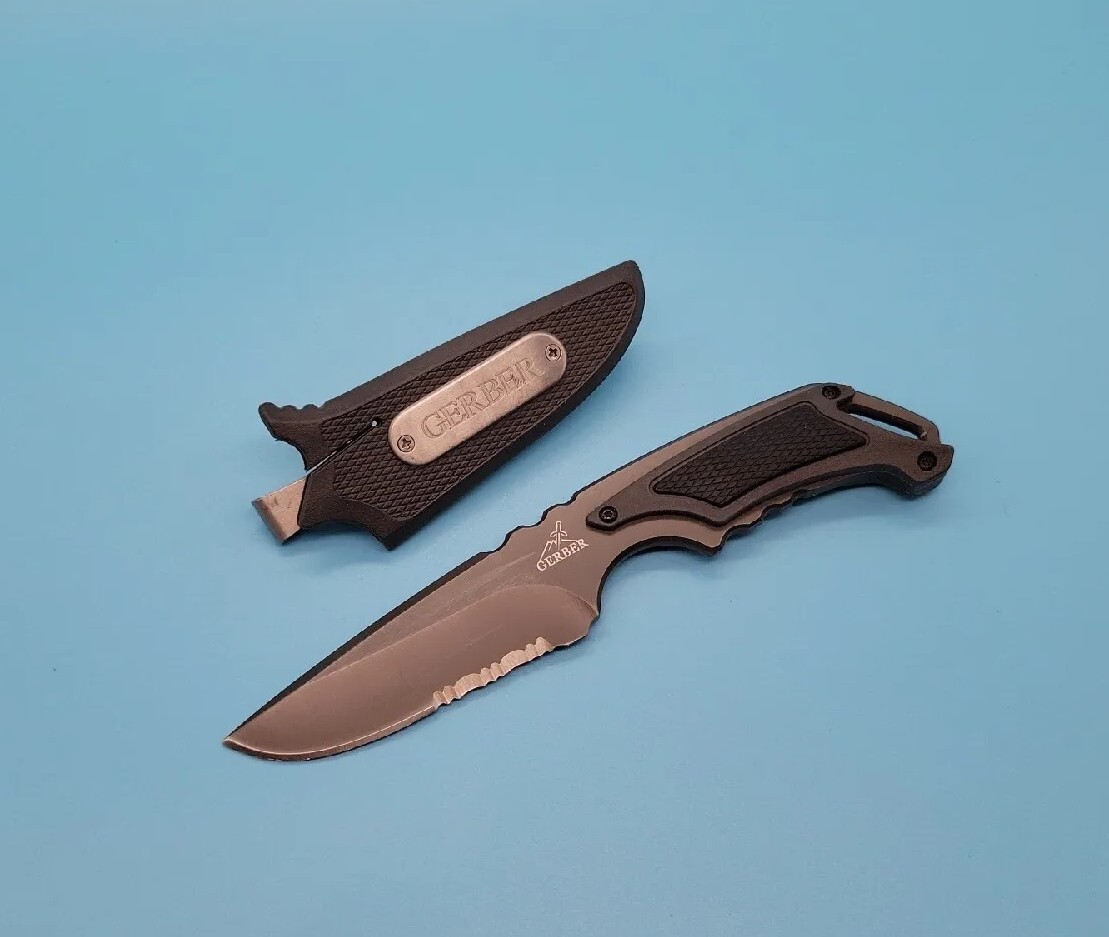 Gerber Epic Basic Fixed Plain Blade Knife w/Sheath RARE / DISCONTINUED สถานีตำรวจภูธรตากใบ