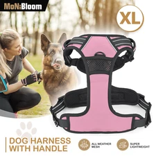 Adjustable No Pull Reflective Dog Pet Harness Breathable Mesh with Handle Pink