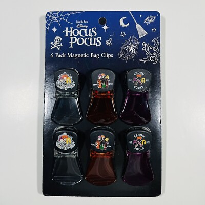 Disney Hocus Pocus 6 Pack Bag Clips Sanderson Sisters Gather Around Broom Squad