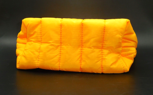 Sol de Janeiro Orange Quilted Fabric Zipper Makeup Bag Lined 9 x 6 x 3.5 inches - Picture 4 of 16