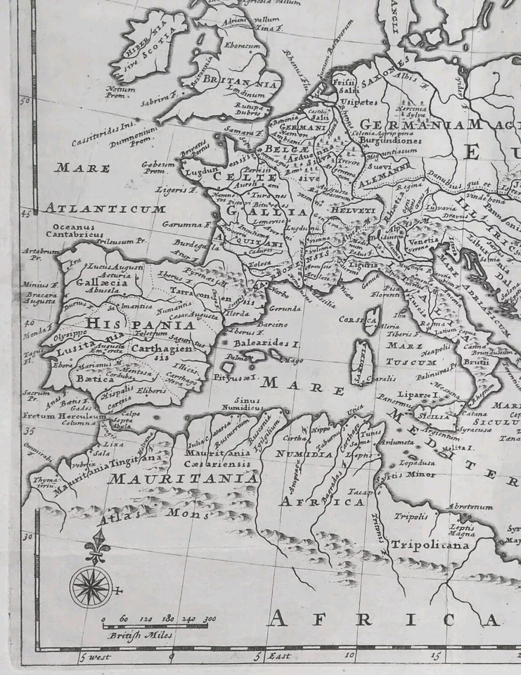 1726 Herman Moll Romanum Imperio - Mapa Imperial Imperio Romano Foto 2 de 4