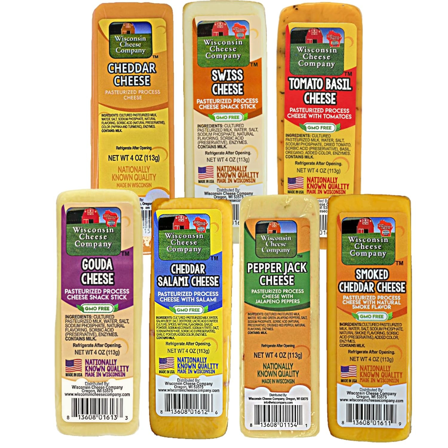 Wisconsin Cheese Company 100% Cheese Block Assortment Sampler - 7 Pack