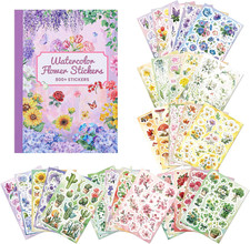 800 PCS Floral Sticker for Journaling Supplies, Leaf Flower Watercolor Botanic
