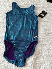 GK Elite Leotard Metallic Snakeskin Teal Purple Size AL Adult L