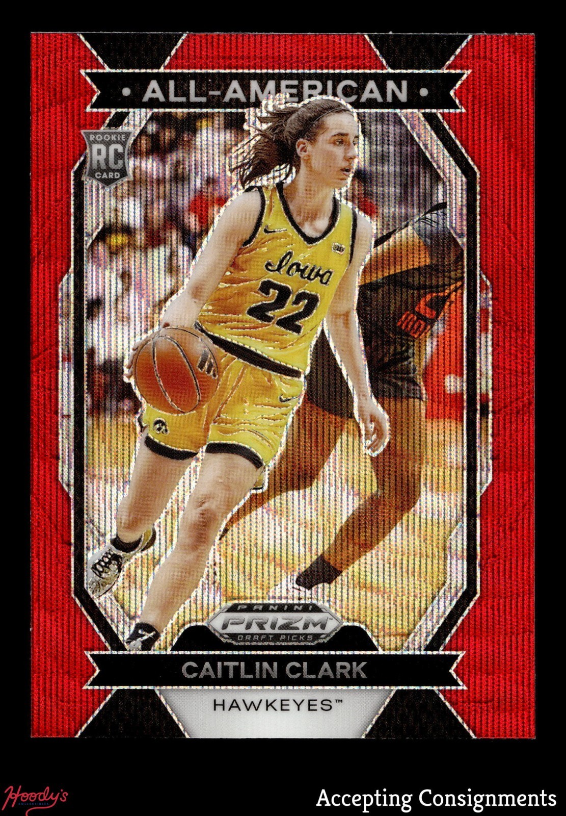 2024-25 Panini Prizm Draft Picks All-American Red Wave Caitlin Clark ROOKIE RC