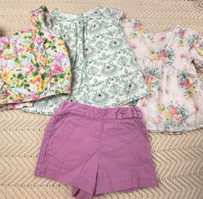 Janie and Jack Outfits Mix n Match Lot Size 3T Floral Pinks Blouses Shorts Cute