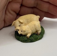 Vintage Miniature Pig Piggy Mama Baby Figurine Animal Trinket Decor