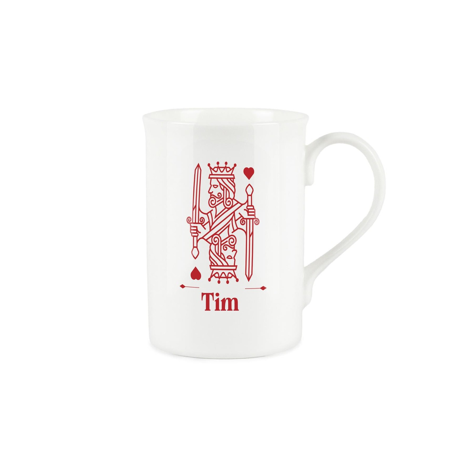 Personalised Red King Mug - Playing Card Game Bone China Cup Gifts for Him