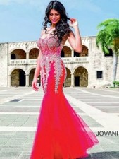JOVANI RED LONG ENBELLISHED WITH CORSET PROM WOMEN"S DRESS Size 6