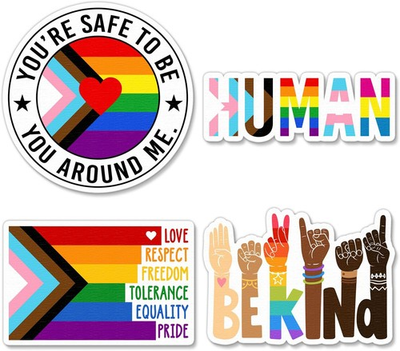 #ad 4 Pcs LGBTQ You are Safe with Me Stickers Pride Decals for Cars Bumper Tr $21.03