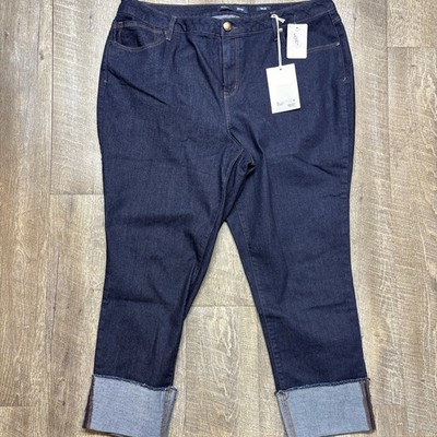 NWT 1822 Denim Jeans Women's High Rise Crop Skinny 20W Dark Wash Cuffed