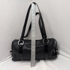 Brighton Black Pebbled Leather  Croc Embossed Satchel Shoulder Bag Maroon int.