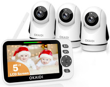 Video Baby Monitor with 3 Cameras, 5" Display Baby Monitor No Wifi, 30H Battery