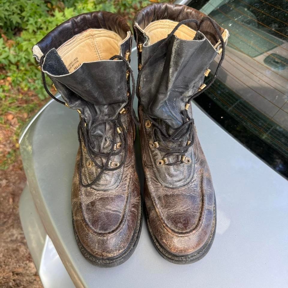 Rare Vintage OG Herman Brown leather lace-up work boots image 2