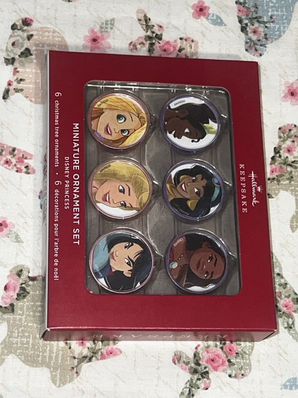 Hallmark Keepsake 2022 Disney Princess Miniature Christmas Ornaments 6 Piece Set
