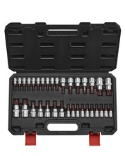 Torx Bit Socket Set 34-Piece Solid Star Tamper Proof T6-T70 S2 Alloy Steel